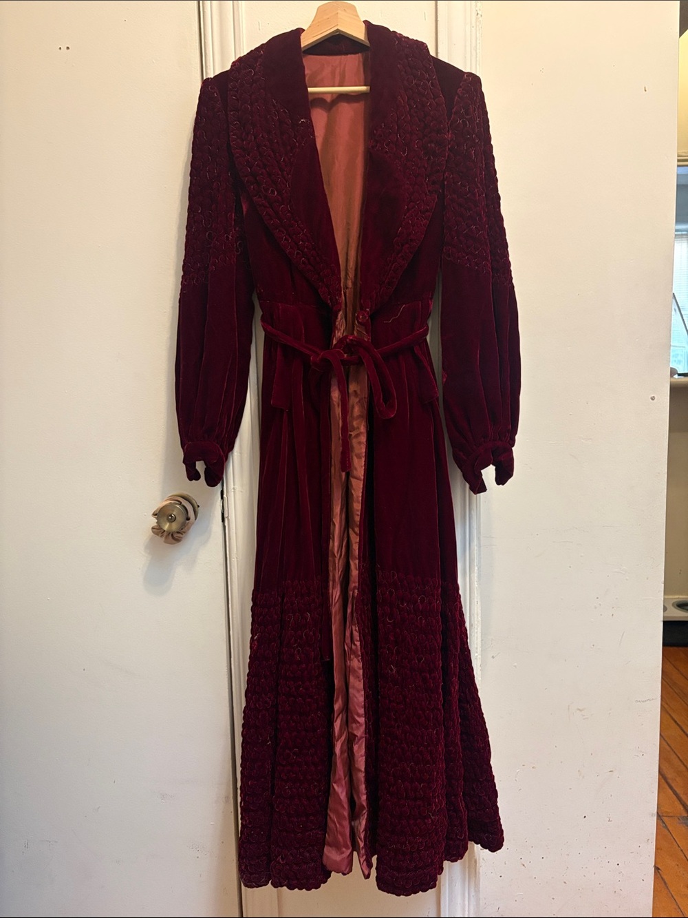 Vintage 40s 50s Women's Velvet Maxi Dress Robe in Deep Wine